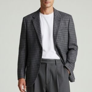 Linen Silk Wool Blend Grey Charcoal lightweight Blazer Suite Jacket Sports Coat